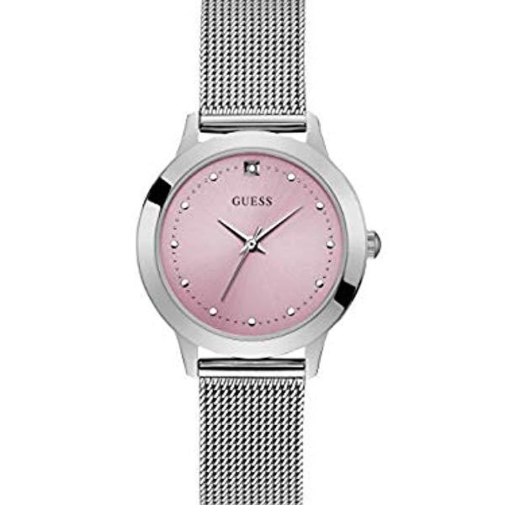 New GUESS Pink Genuine Diamond Dial Women's Watch